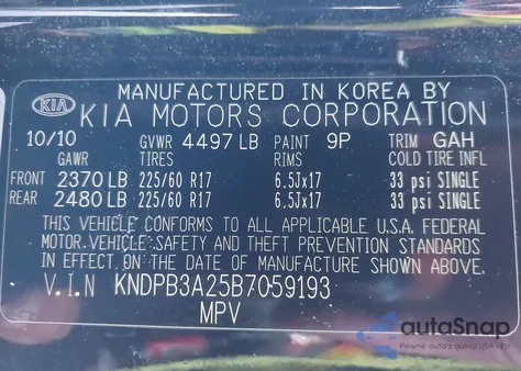 2011 Kia Sportage Lx from USA, damaged, VIN KNDPB3A25B7059193